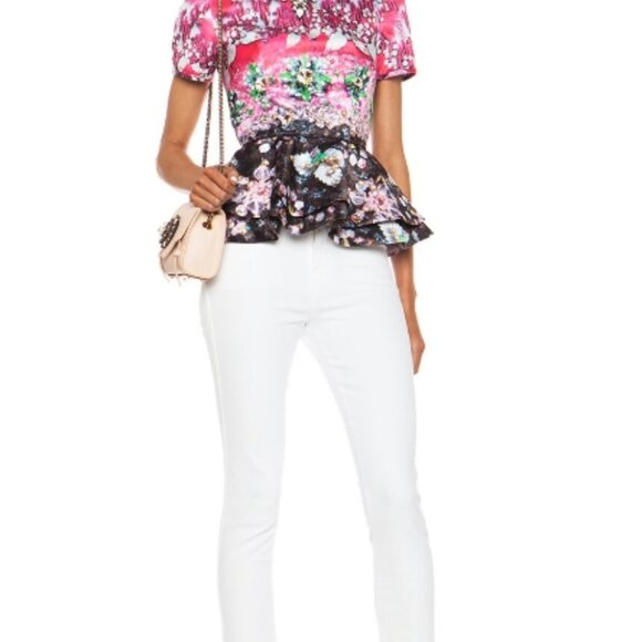 Mary Katrantzou Pompei Pink Floral Print Crew Neck Blouse Size: M (Orig. $1690) - Picture 6 of 8